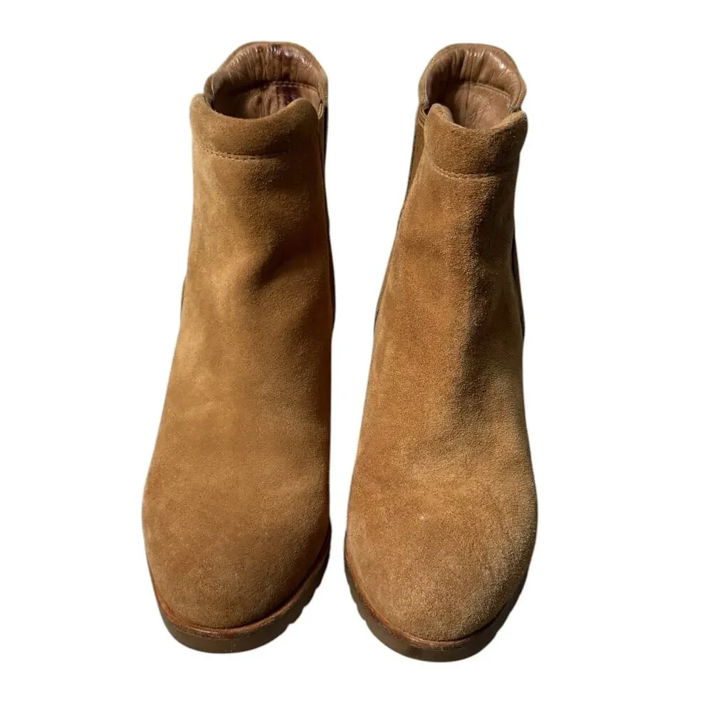 Sorel After Hours Sz 9 Tan Suede Wedge Boots Booties EUC Cabincore Boho Outdoor